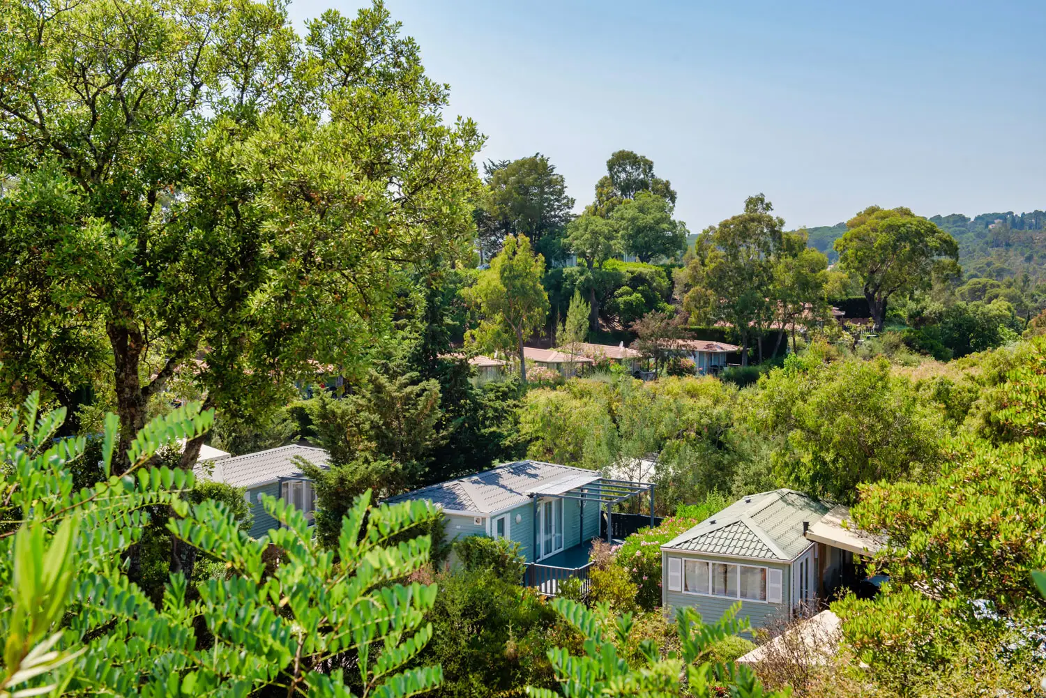 Mobilheime, die in der mediterranen Vegetation verschwinden – Esterel Caravaning